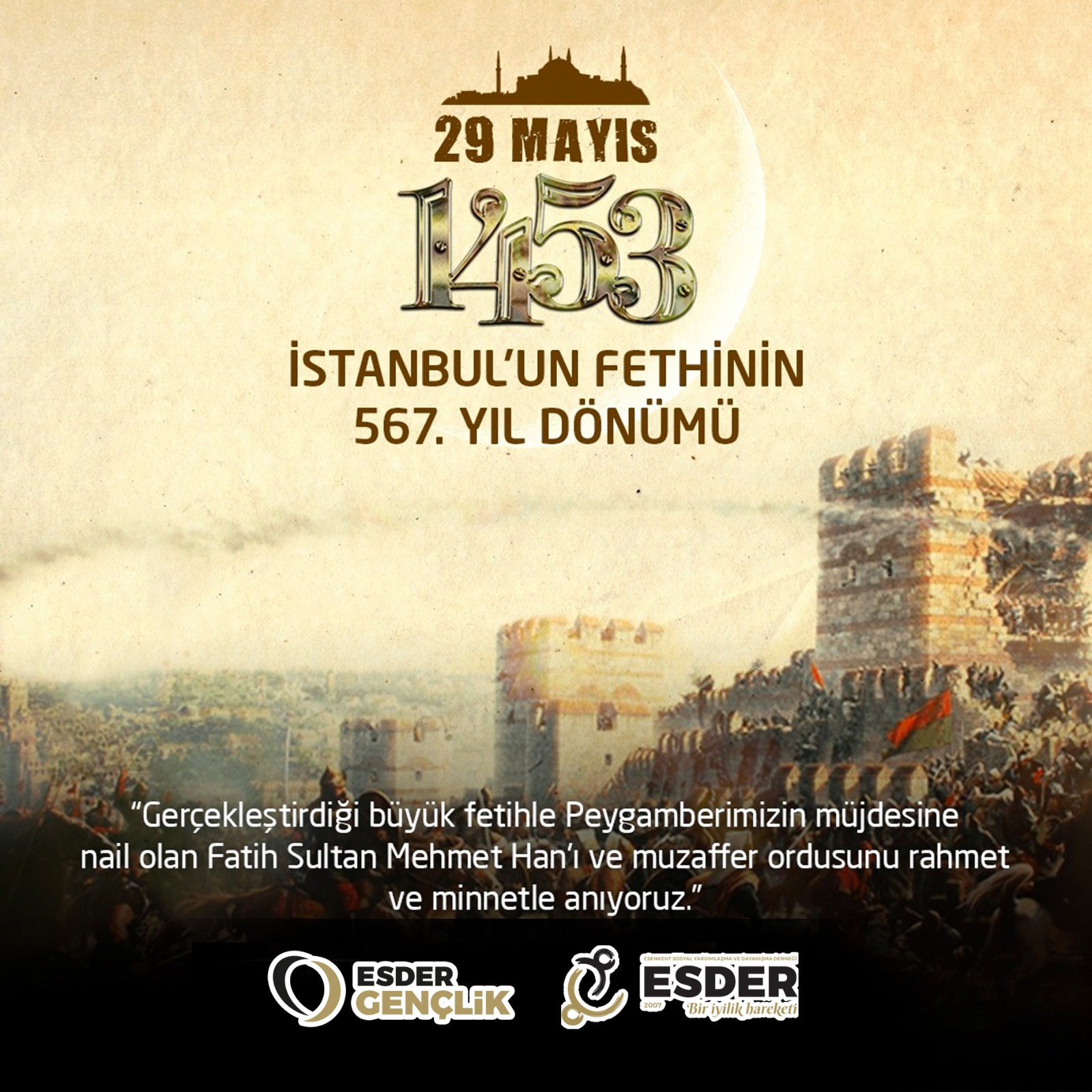 İstanbul'un fethinin 567'nci yılı kutlu olsun.